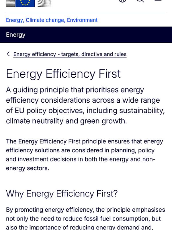 Energy Efficiency First Principle