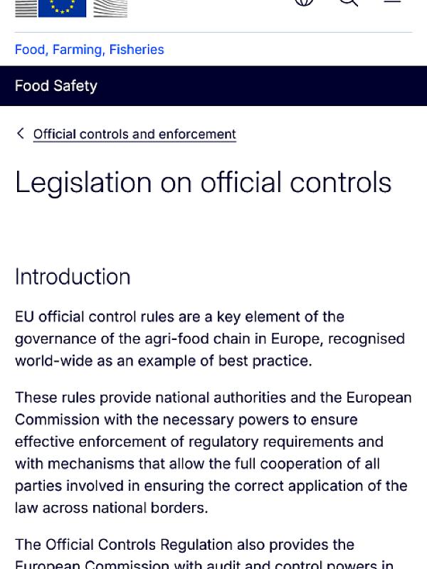 Legislation on official controls