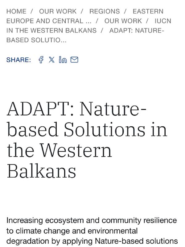 ADAPT 2.0:Nature-based Solutions in the Western Balkans
