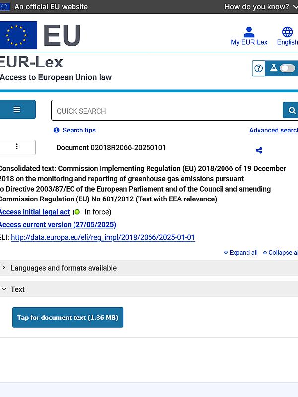Implementing Regulation (EU) 2018/2066 on the monitoring and reporting of greenhouse gas emissions