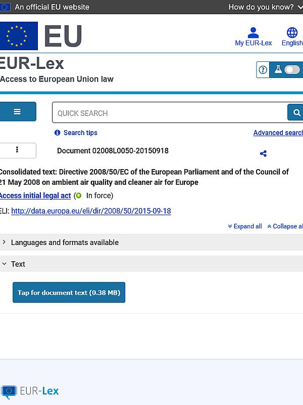 Directive on ambient air quality and cleaner air for Europe