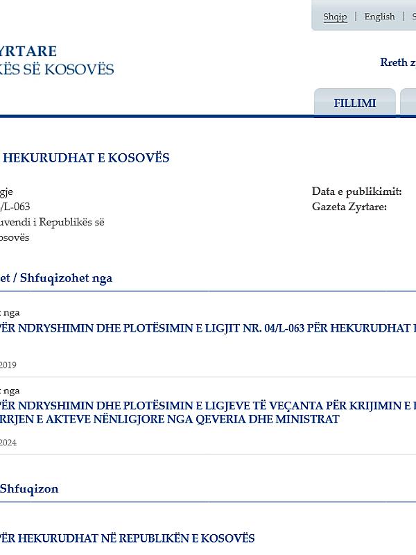 Kosovo*: Law No. 04/L-063 on Kosovo* Railways (2011) and subsequent amendments