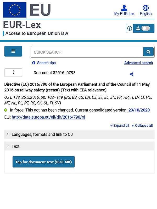 Directive (EU) 2016/798 (recast Railway Safety Directive)