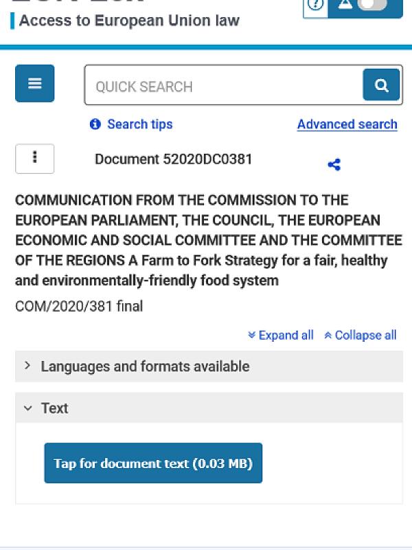 A Farm to Fork Strategy