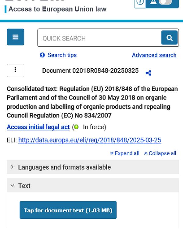 Regulation on organic production and labelling of organic products
