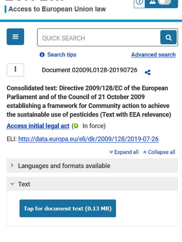 Directive 2009/128/EC establishing a framework to achieve the sustainable use of pesticides