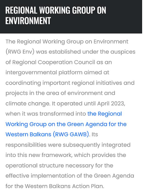 Regional Working Group on Green Agenda for the Western Balkans (RWG GAWB)