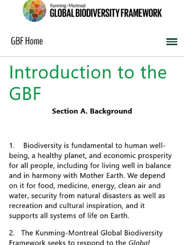 Kunming–Montreal Global Biodiversity Framework (GBF)