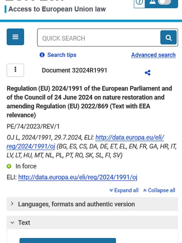 EU Nature Restoration Regulation (Regulation (EU) 2024/1991)
