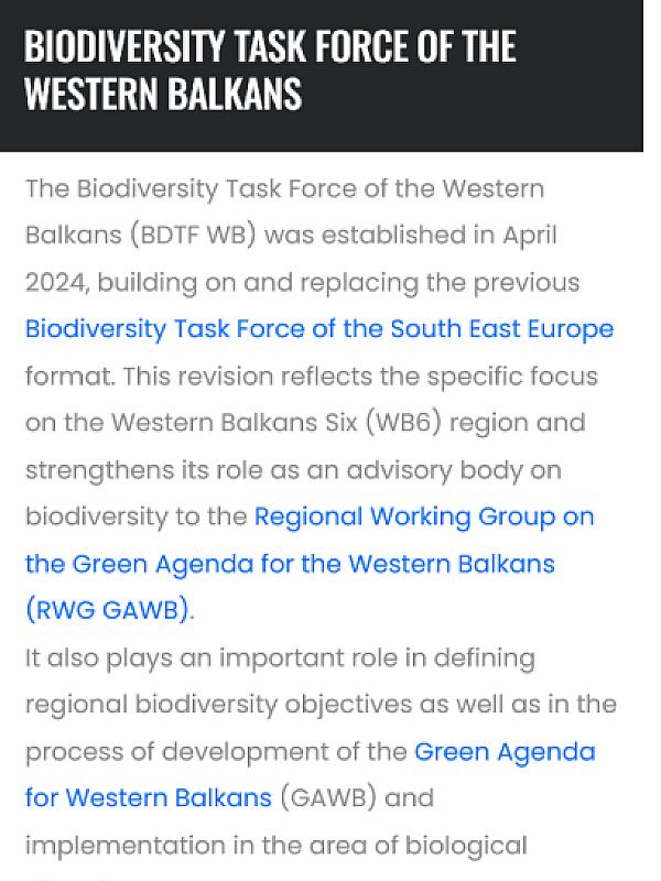 Biodiversity Task Force of the Western Balkans (BDTF WB)
