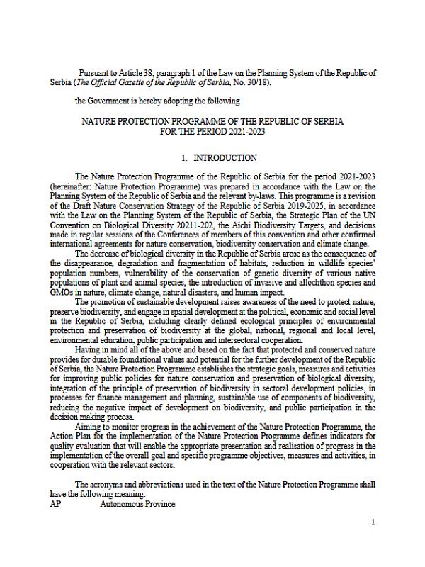 Serbia: Biodiversity Strategy and Action Plan (v.2)