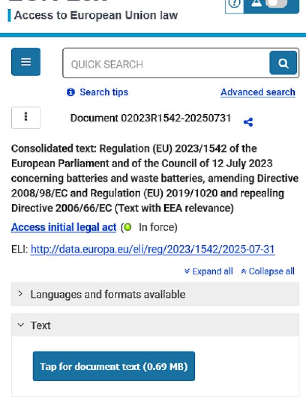 Directive on batteries and accumulators and waste batteries