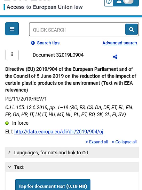 EU Single-Use Plastics Directive (Directive (EU) 2019/904)