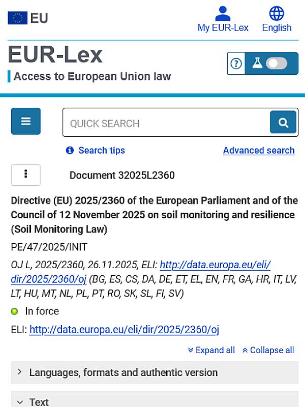 Soil Monitoring and Resilience Law, Directive (EU) 2025/2360