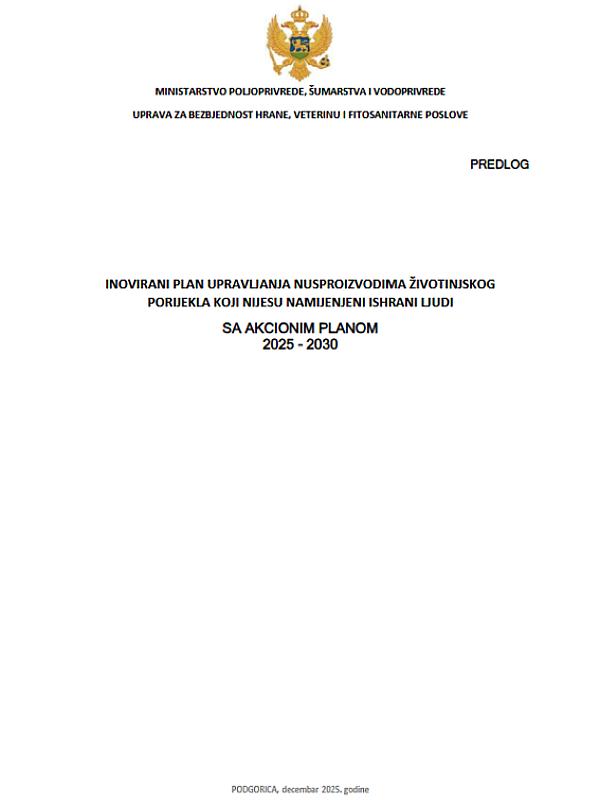 Montenegro: Management plan for animal by-products not intended for human consumption, with action plan 2025-2030