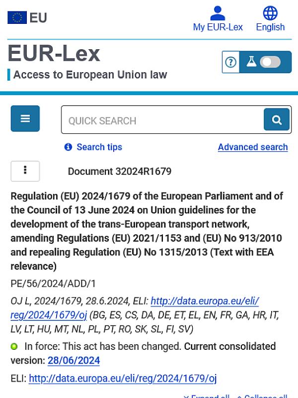 Regulation (EU) 2024/1679 on Union guidelines for the development of the trans-European transport network (TEN-T)